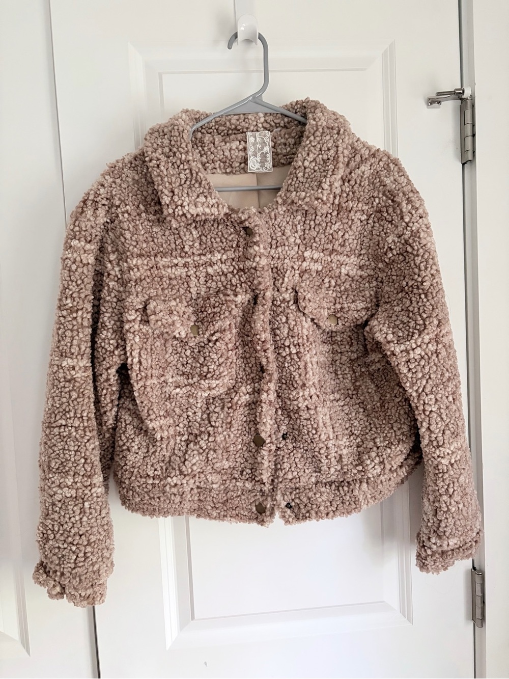 Sadie & Sage Plush Fuzzy Sherpa Cropped Jacket